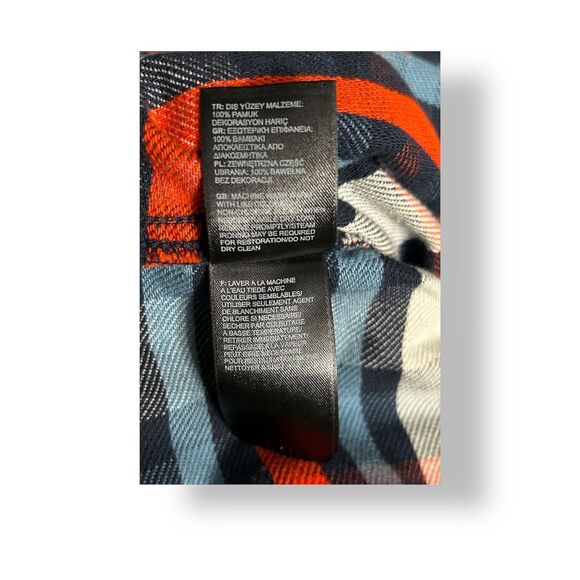 The North Face 2XL Red Blue Plaid Cotton Flannel Shirt Long Sleeve Button Front - Picture 11 of 12